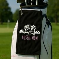 Aussie Mom With Australian Shepherd Dog Funny Gift Golf Towel thumb 2