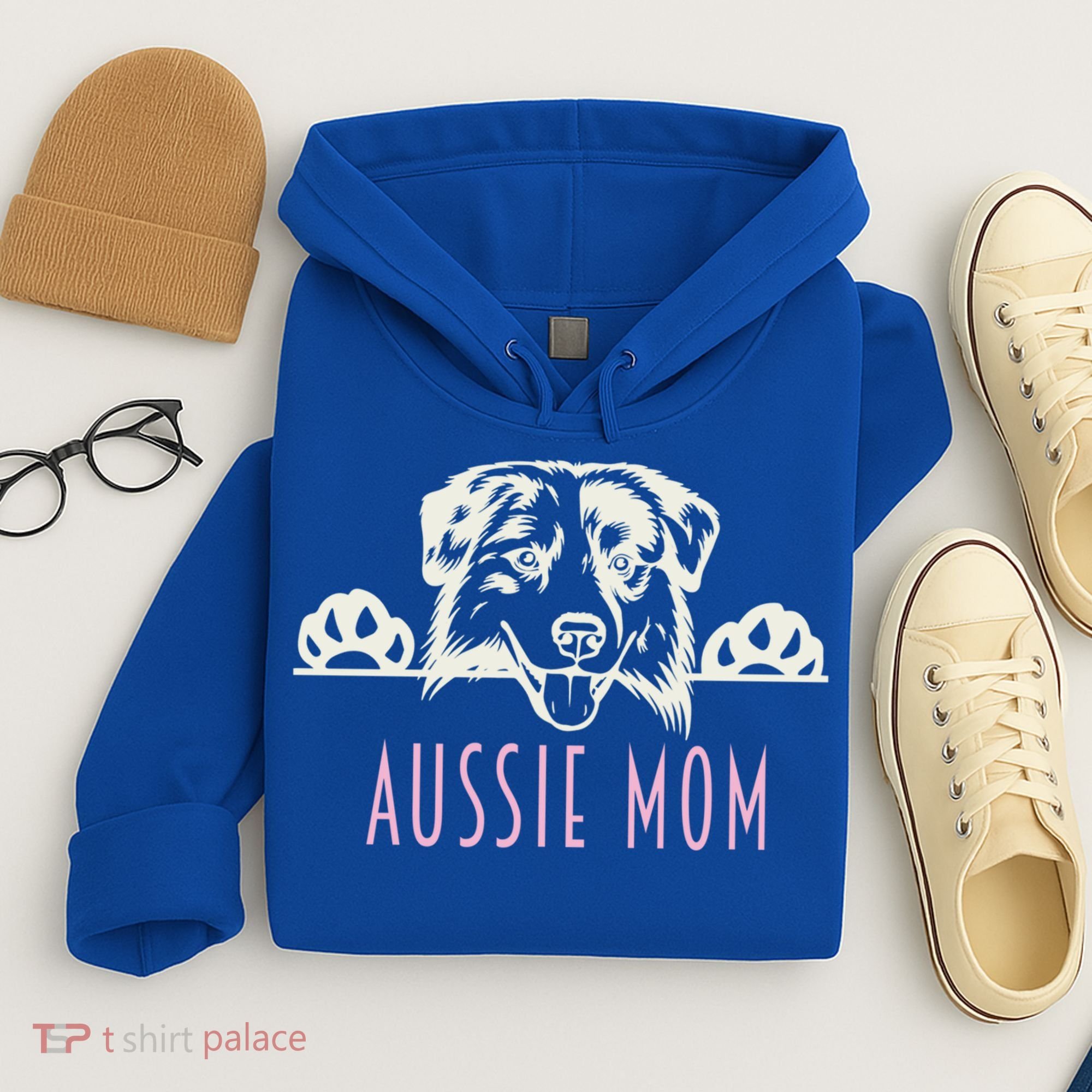 Aussie Mom With Australian Shepherd Dog Funny Gift Hoodie