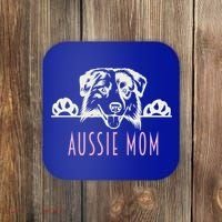 Aussie Mom With Australian Shepherd Dog Funny Gift Coaster thumb 0
