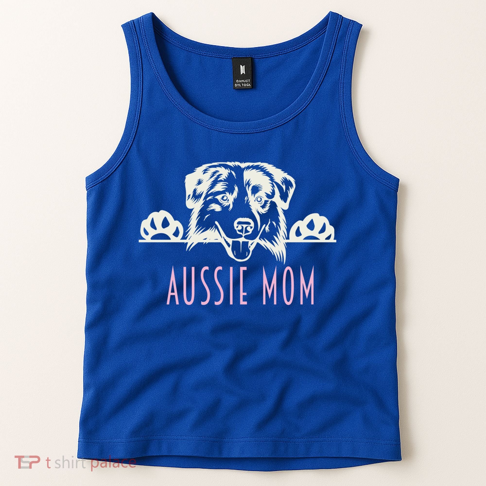 Aussie Mom With Australian Shepherd Dog Funny Gift Tank Top