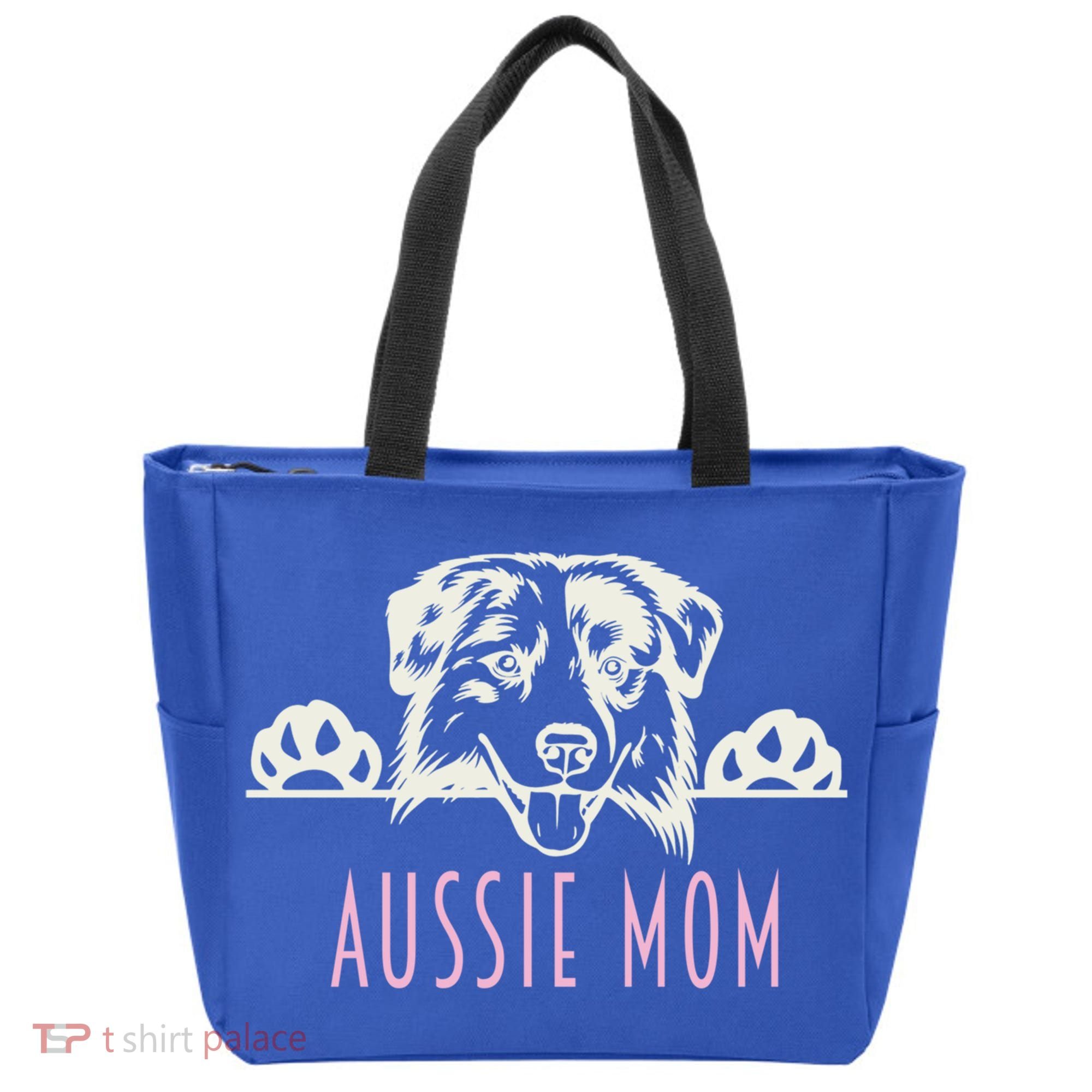 Aussie Mom With Australian Shepherd Dog Funny Gift Tote Bag