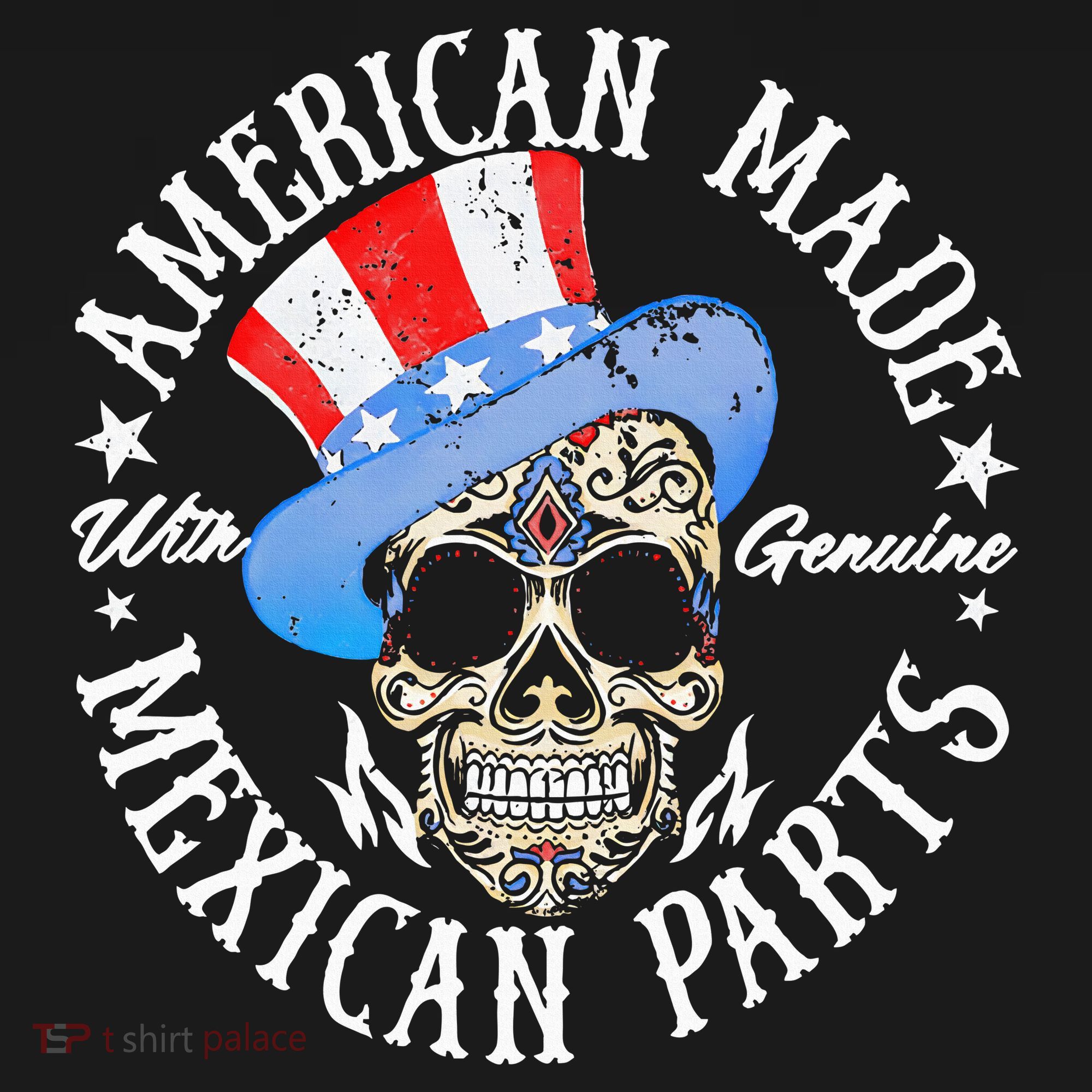 American Made With Genuine Mexican Parts Skull Women's Hoodie