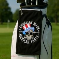 American Made With Genuine Mexican Parts Skull Golf Towel thumb 2