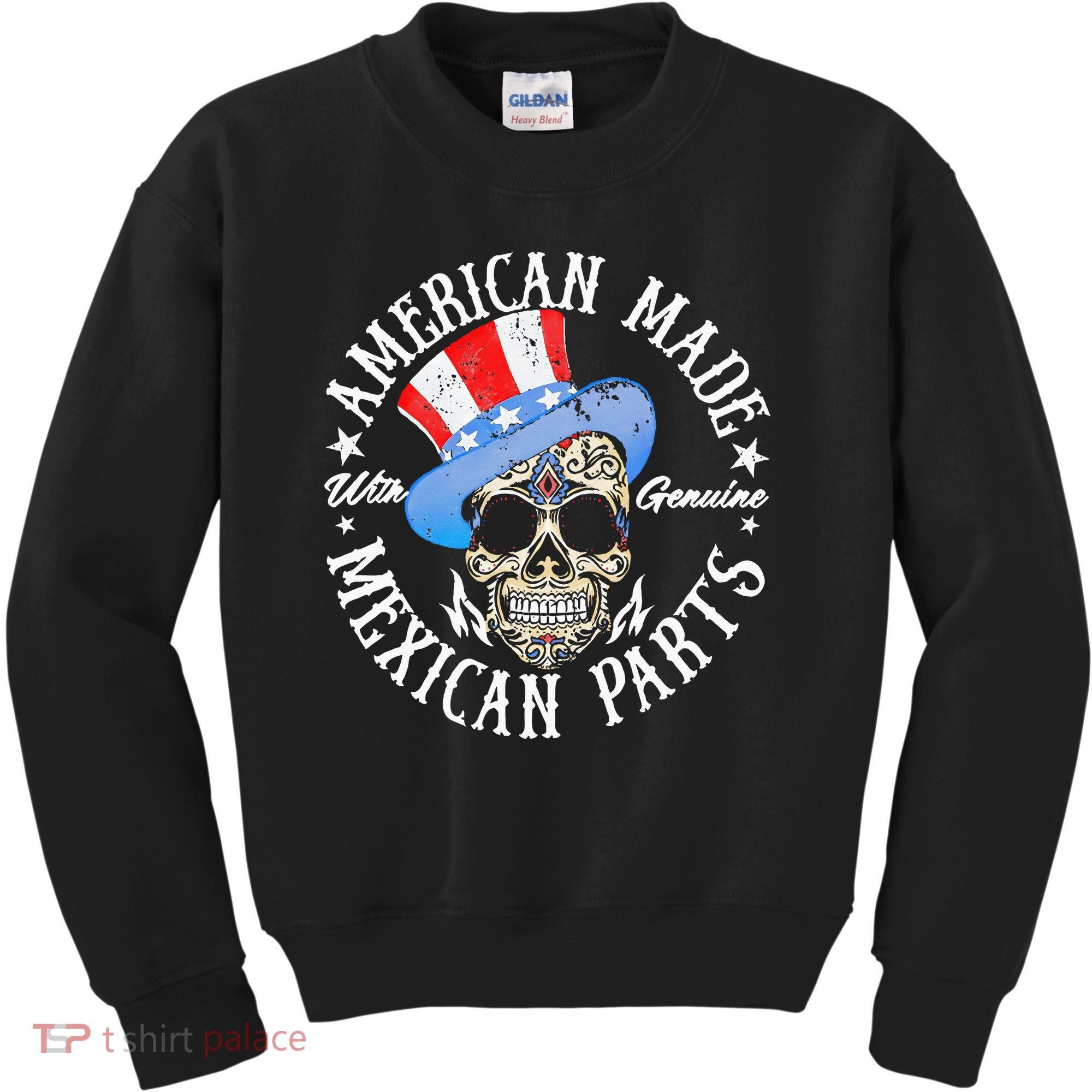 American Made With Genuine Mexican Parts Skull Kids Sweatshirt