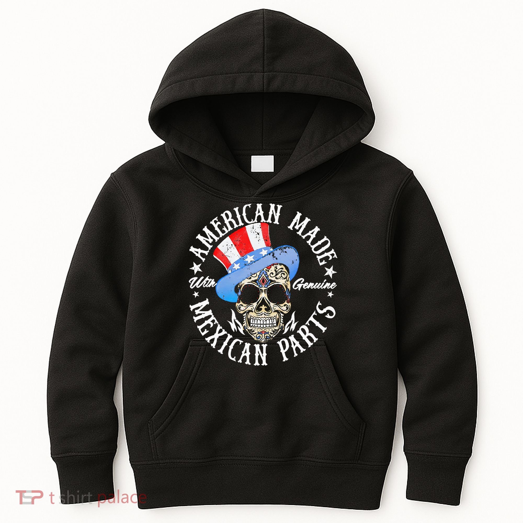 American Made With Genuine Mexican Parts Skull Kids Hoodie