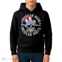 American Made With Genuine Mexican Parts Skull Kids Hoodie thumb 4