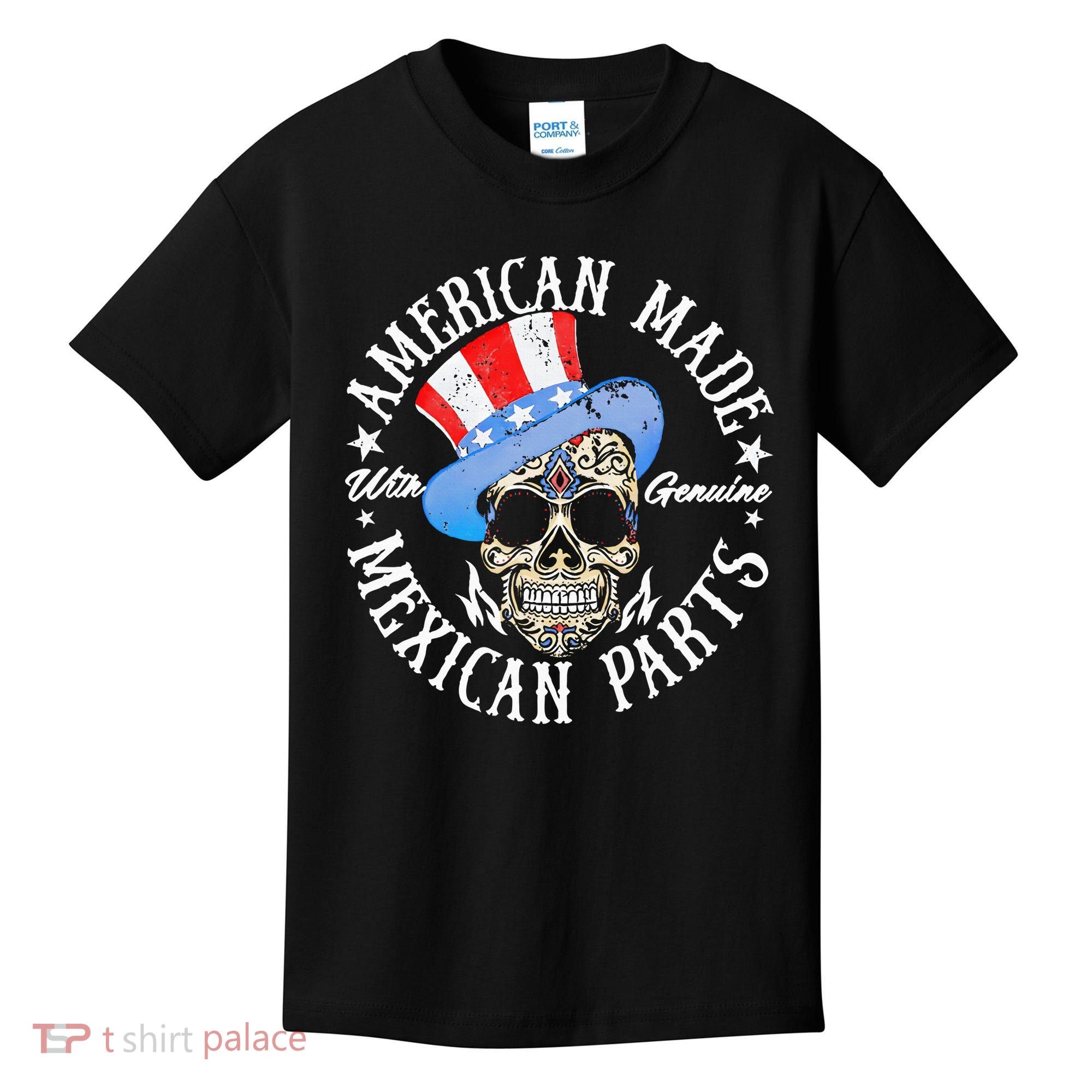 American Made With Genuine Mexican Parts Skull Kids T-Shirt