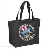American Made With Genuine Mexican Parts Skull Tote Bag thumb 2