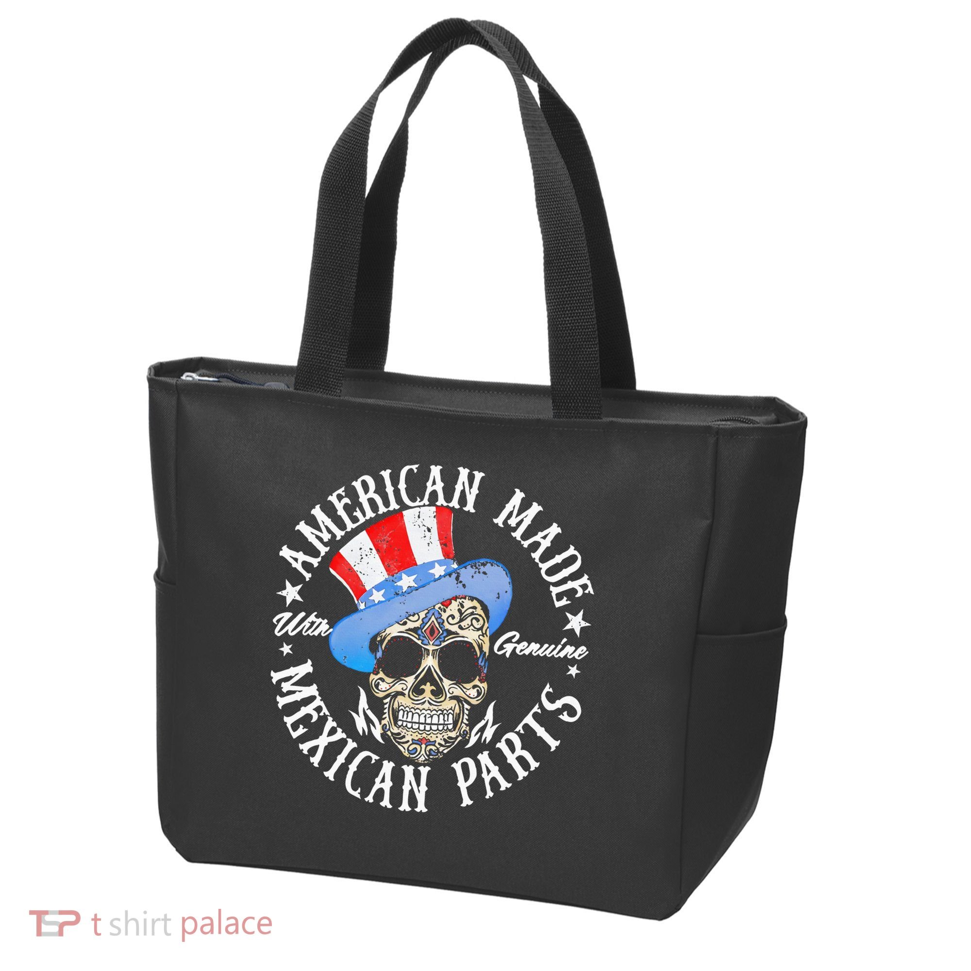 American Made With Genuine Mexican Parts Skull Tote Bag