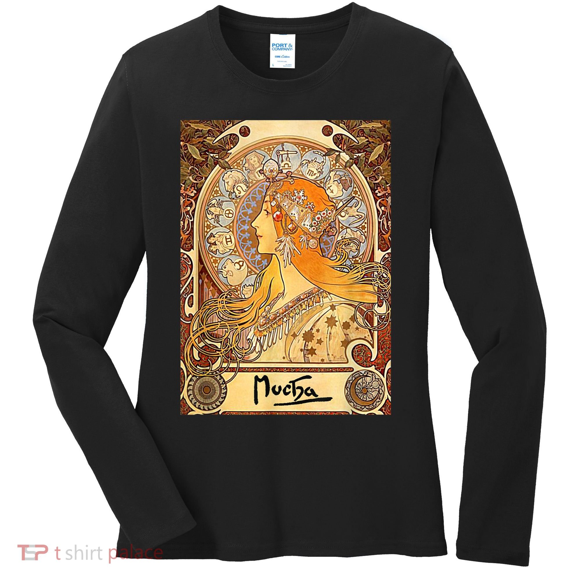 Alphonse Mucha Zodiac Art Nouveau Women's Long Sleeve Shirt