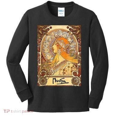 Alphonse Mucha Zodiac Art Nouveau Kids Long Sleeve Shirt