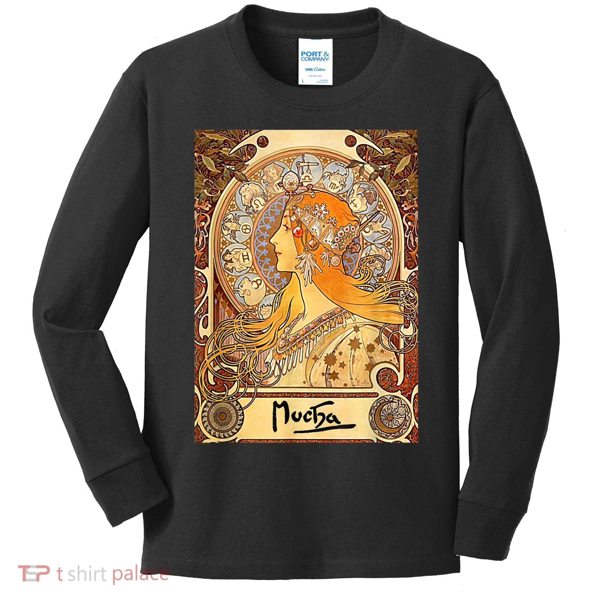 Alphonse Mucha Zodiac Art Nouveau Kids Long Sleeve Shirt