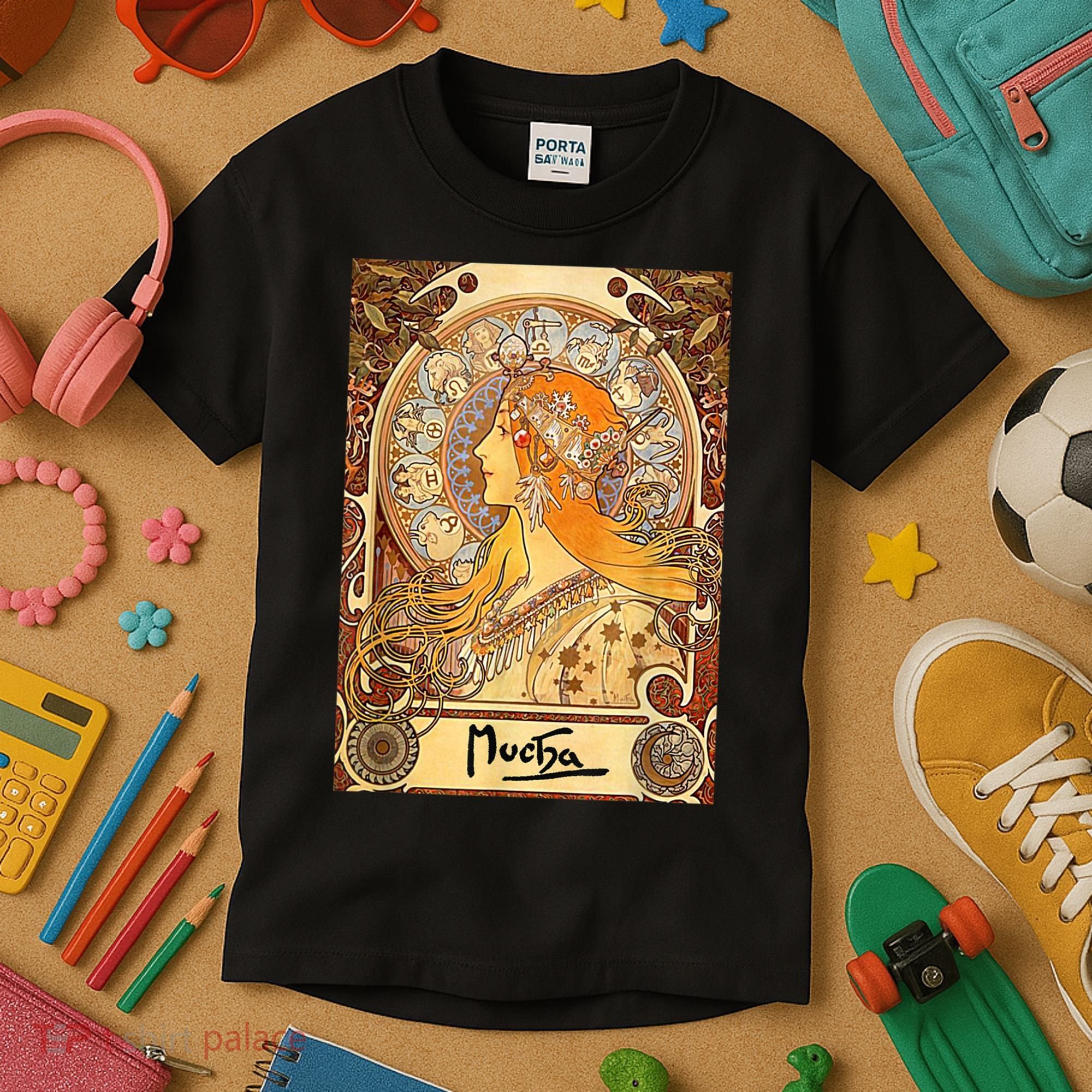 Alphonse Mucha Zodiac Art Nouveau Kids T-Shirt
