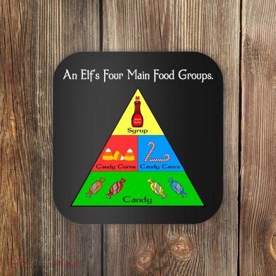 An Elf's Four Main Food Groups Coaster