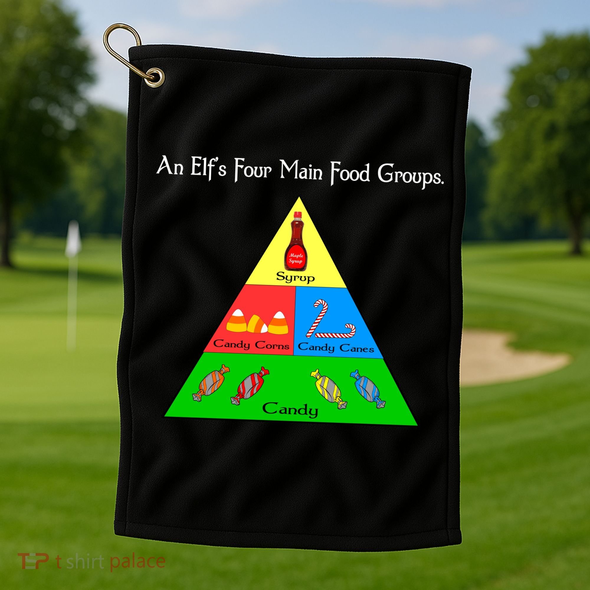An Elf's Four Main Food Groups Golf Towel