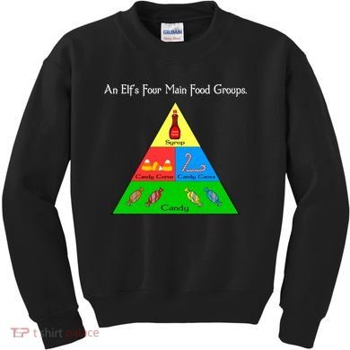 An Elf's Four Main Food Groups Kids Sweatshirt