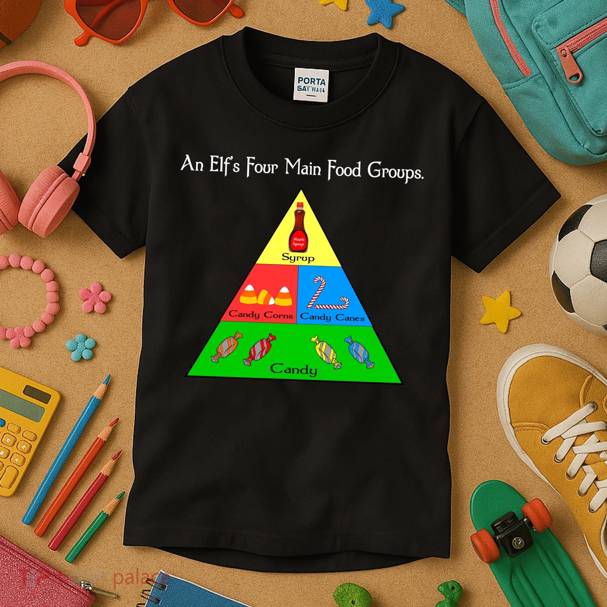 An Elf's Four Main Food Groups Kids T-Shirt