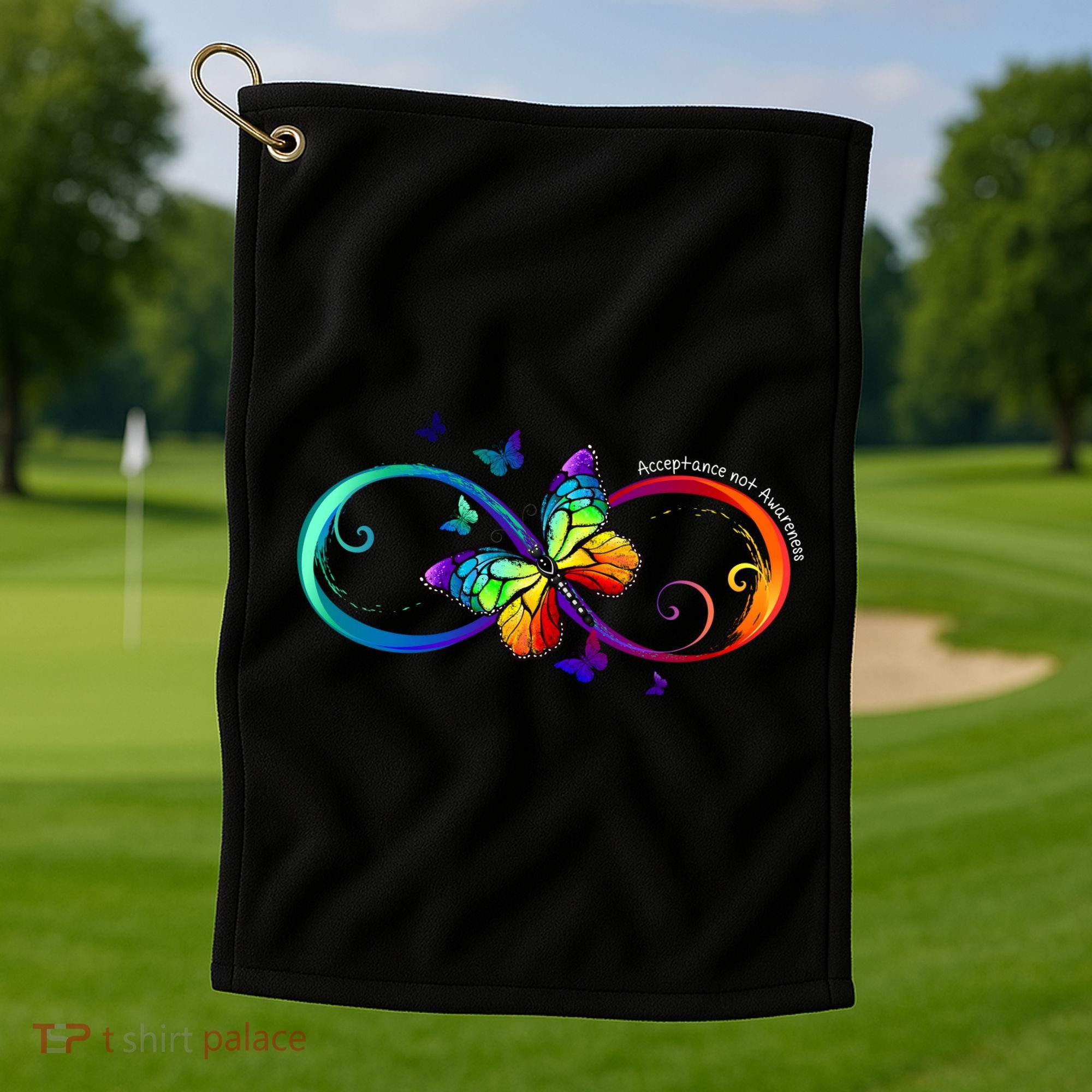 Acceptance Not Awareness Butterfly Golf Towel