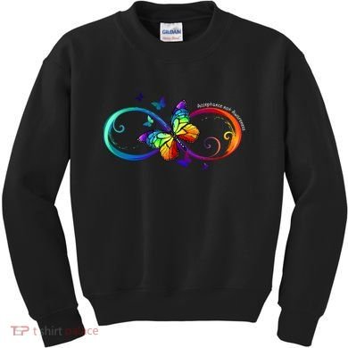 Acceptance Not Awareness Butterfly Kids Sweatshirt