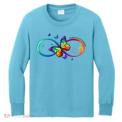 Acceptance Not Awareness Butterfly Kids Long Sleeve Shirt