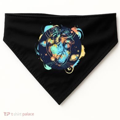 Anatomic Heart Among Galaxies and Planets USA-Made Doggie Bandana