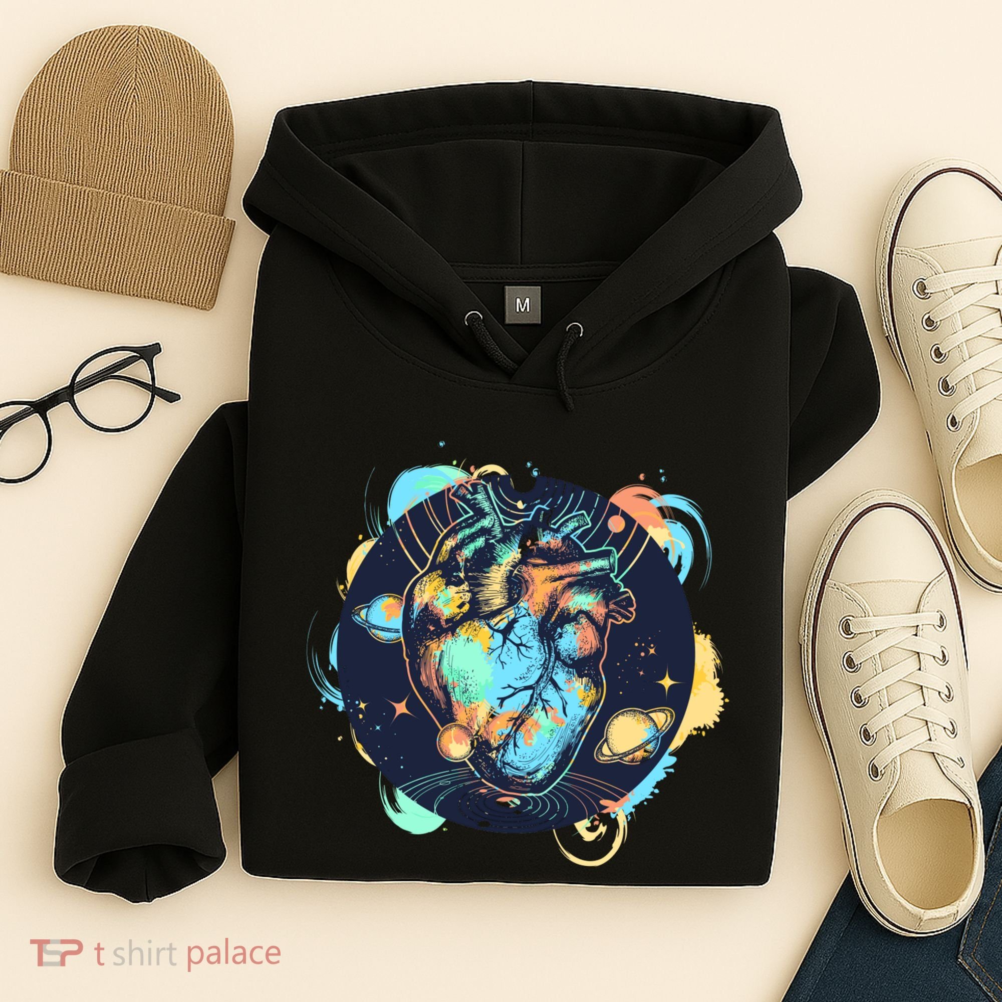Anatomic Heart Among Galaxies and Planets Hoodie