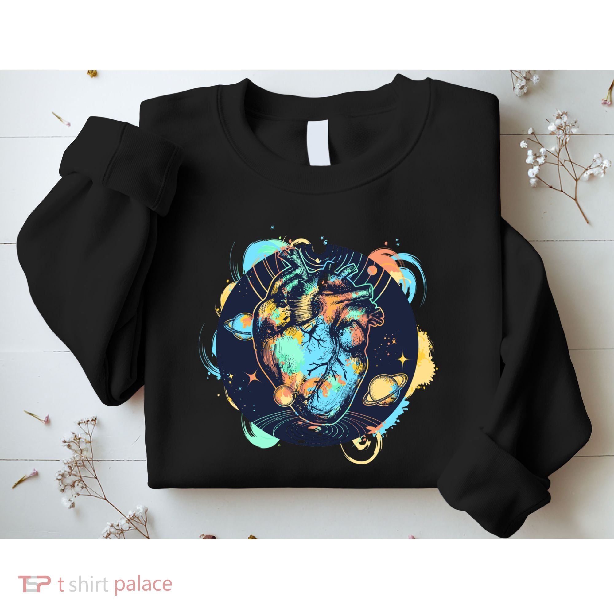 Anatomic Heart Among Galaxies and Planets Sweatshirt