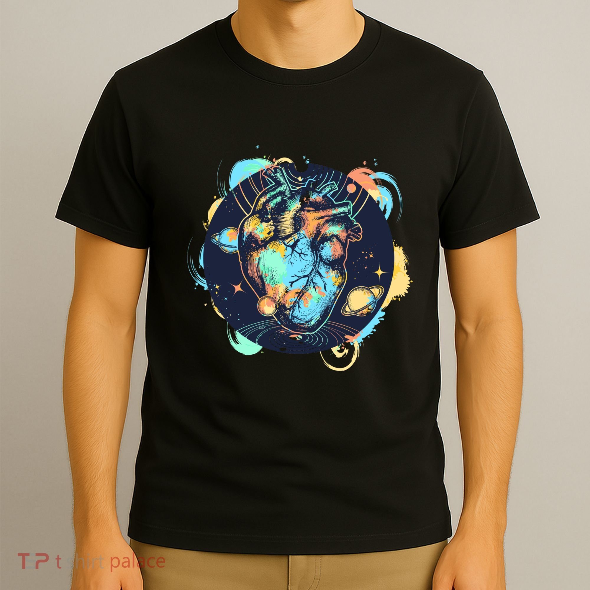 Anatomic Heart Among Galaxies and Planets T-Shirt