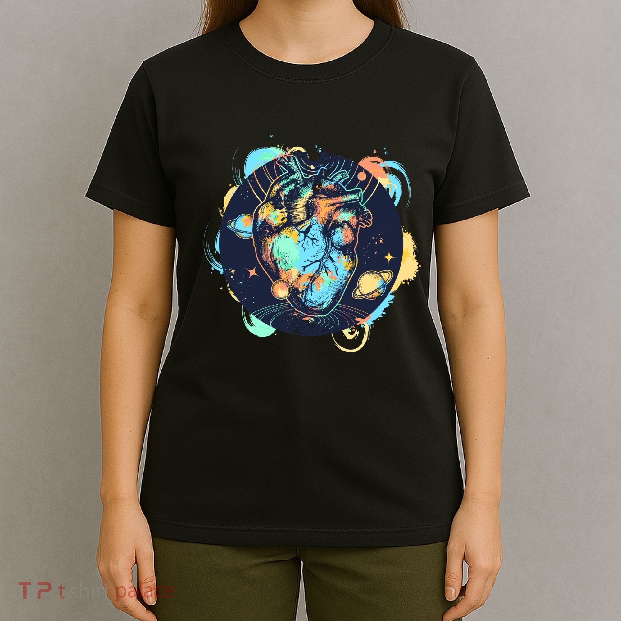Anatomic Heart Among Galaxies and Planets T-Shirt