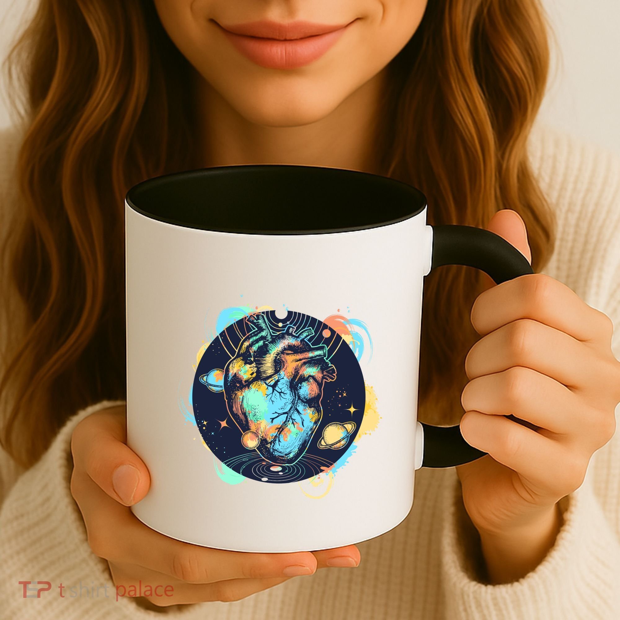 Anatomic Heart Among Galaxies and Planets Coffee Mug