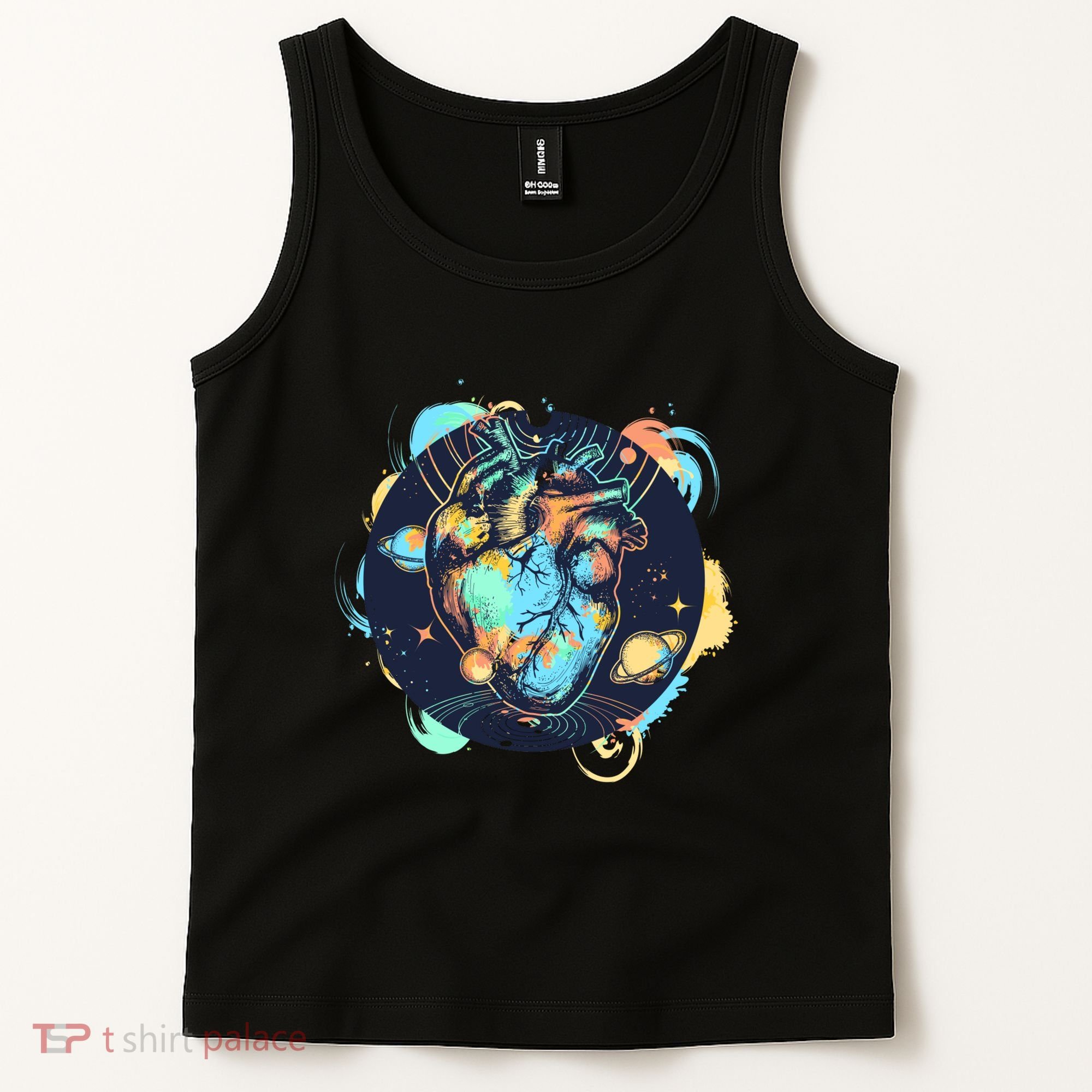Anatomic Heart Among Galaxies and Planets Tank Top