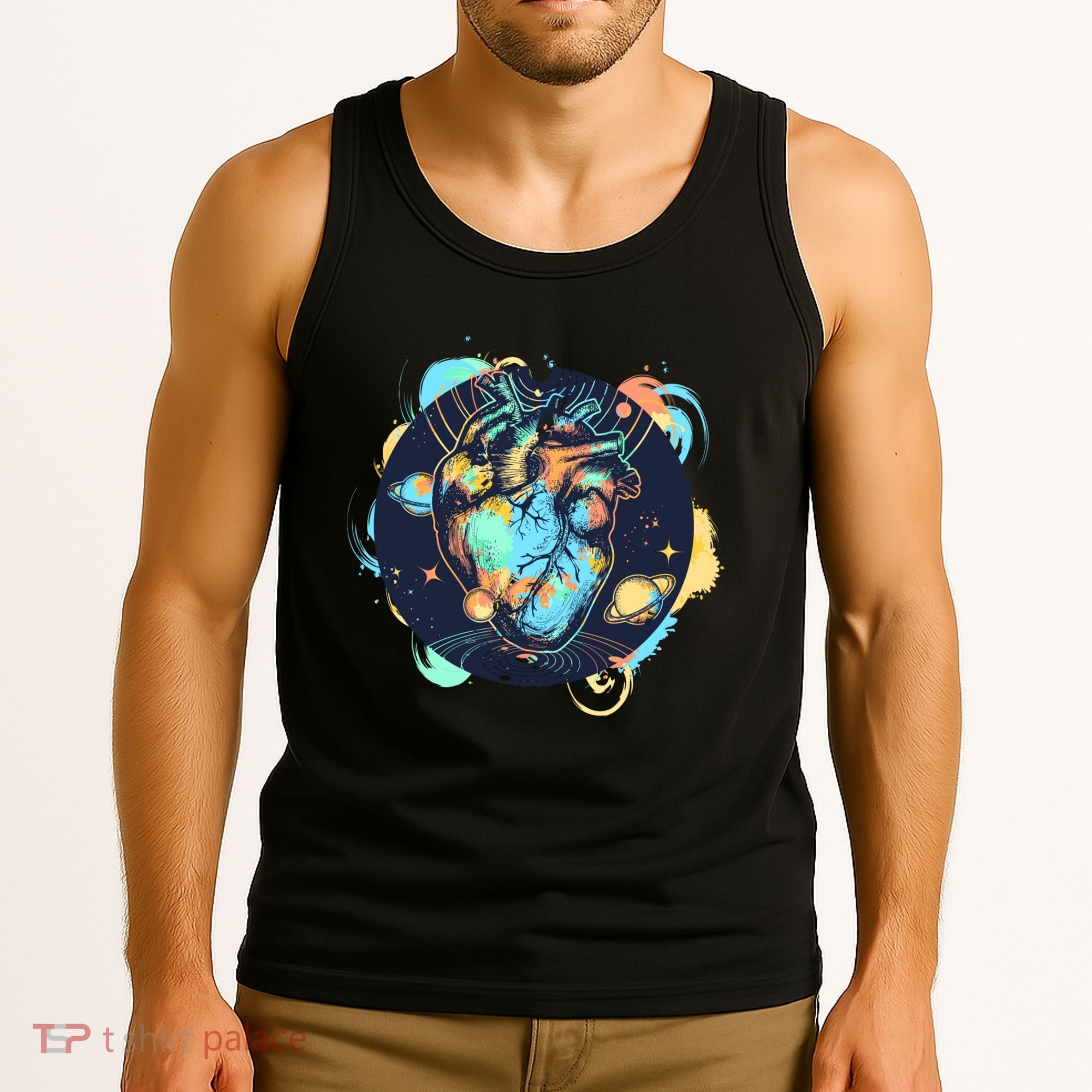 Anatomic Heart Among Galaxies and Planets Tank Top