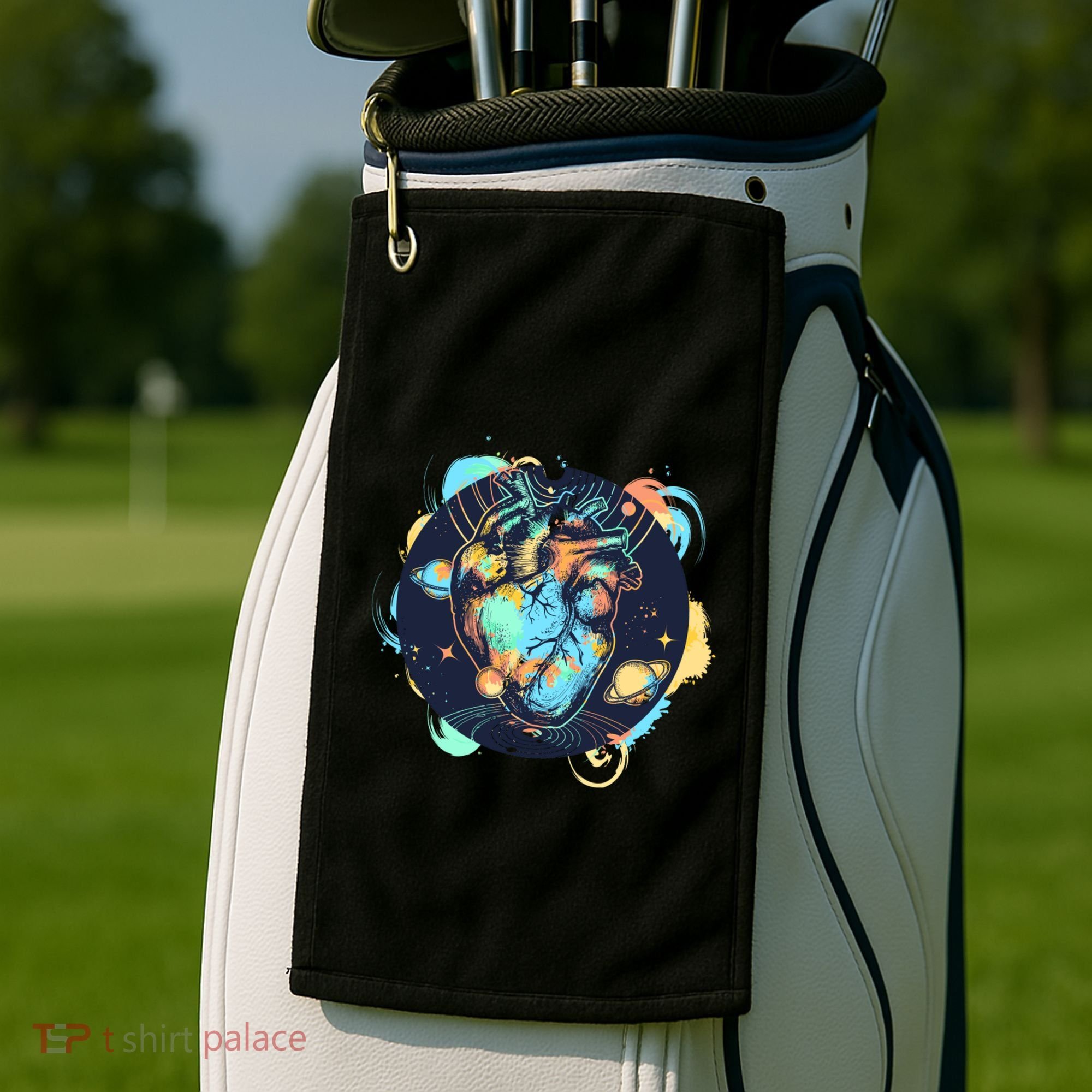 Anatomic Heart Among Galaxies and Planets Golf Towel