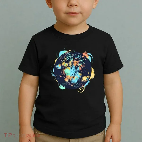 Anatomic Heart Among Galaxies and Planets Toddler T-Shirt