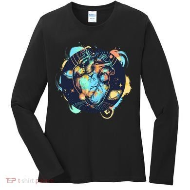 Anatomic Heart Among Galaxies and Planets Women's Long Sleeve Shirt