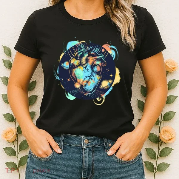 Anatomic Heart Among Galaxies and Planets Women's T-Shirt