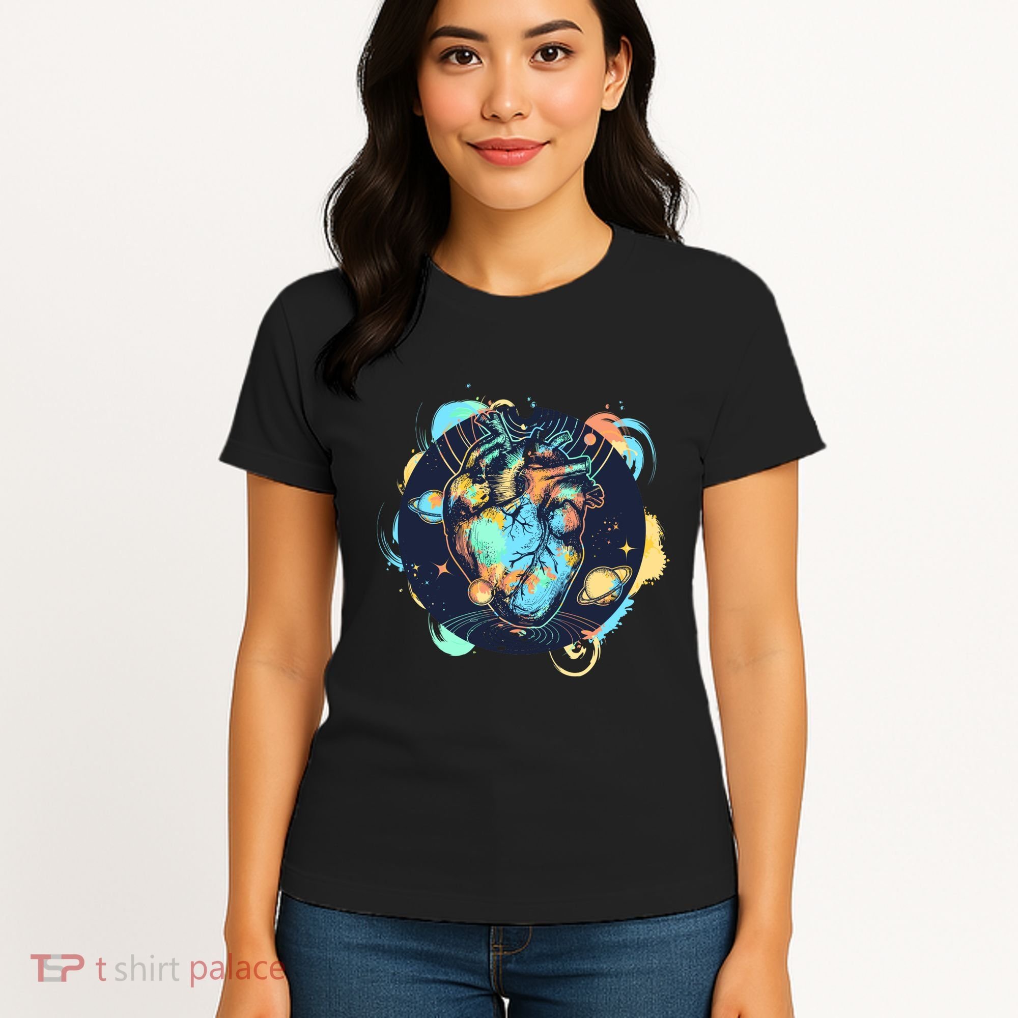 Anatomic Heart Among Galaxies and Planets Women's T-Shirt