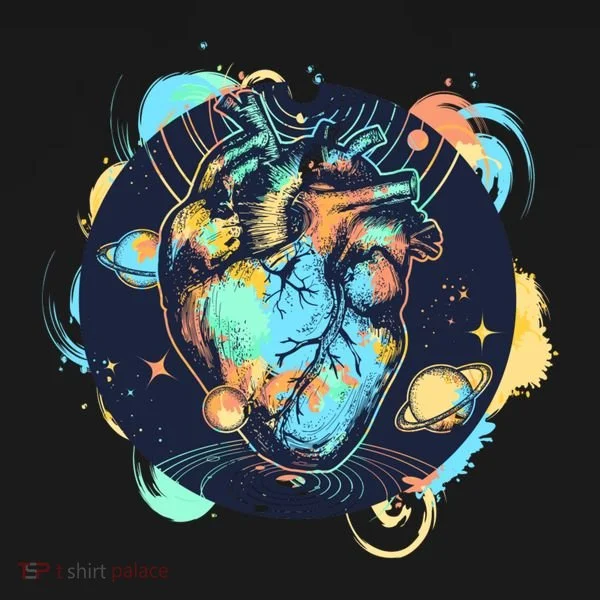 Anatomic Heart Among Galaxies and Planets Women's T-Shirt