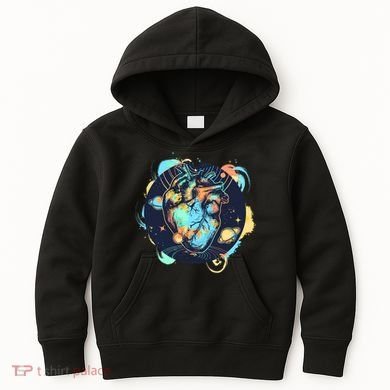 Anatomic Heart Among Galaxies and Planets Kids Hoodie