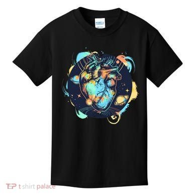 Anatomic Heart Among Galaxies and Planets Kids T-Shirt
