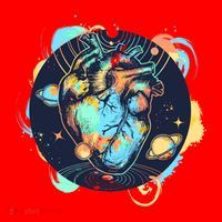 Anatomic Heart Among Galaxies and Planets Santa Hat thumb 1
