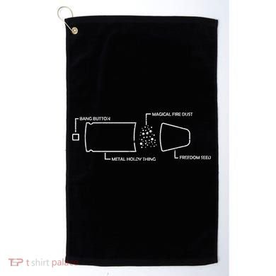 Anatomy of a Pew Bullet Golf Towel