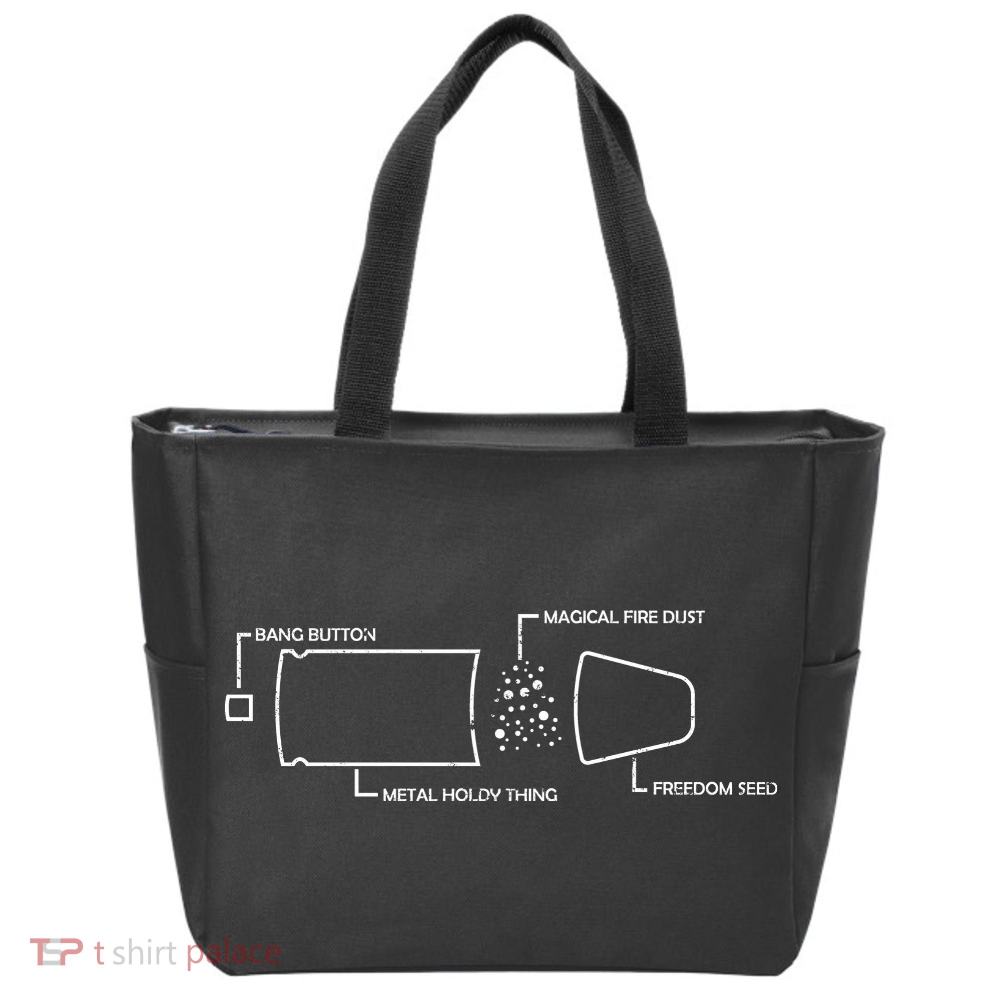 Anatomy of a Pew Bullet Tote Bag