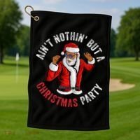 Aint Nothin But A Christmas Party African American Santa Golf Towel thumb 1
