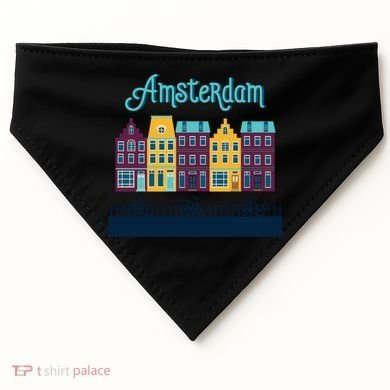 Amsterdam Netherlands Bicycle Europe Funny Gift USA-Made Doggie Bandana