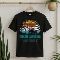 Asheville North Carolina Retro Sunset Blue Ridge Mountains T-Shirt thumb 2