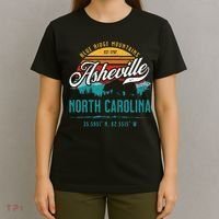 Asheville North Carolina Retro Sunset Blue Ridge Mountains T-Shirt thumb 4
