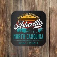 Asheville North Carolina Retro Sunset Blue Ridge Mountains Coaster thumb 0