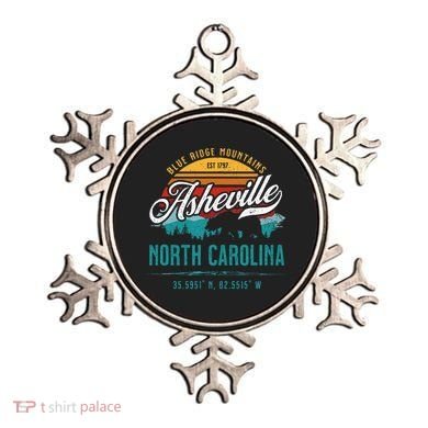 Asheville North Carolina Retro Sunset Blue Ridge Mountains Ornament