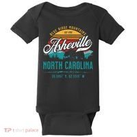 Asheville North Carolina Retro Sunset Blue Ridge Mountains Baby Bodysuit thumb 0